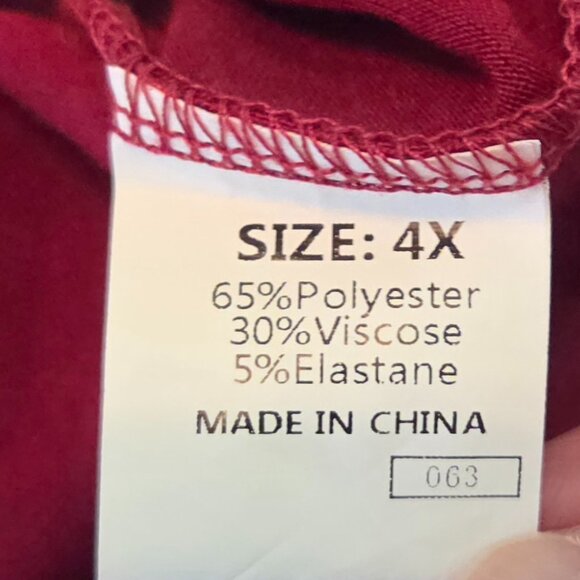 NWOT -- Burgundy/Wine Lace Sleeve Pleated Front Top – Size 4X - Never Worn - Picture 10 of 11